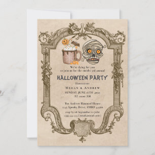 Erwachsener Halloween-Party Vintager Gothic-Schäde Einladung