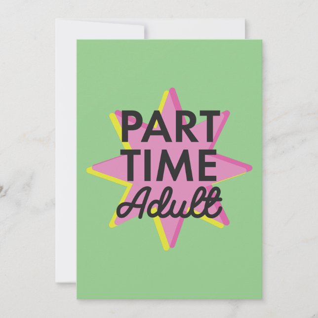 Erwachsener in Teilzeit Ankündigung (Vorderseite)