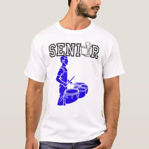 Erwachsener Marschband-Trommler Blaue Silhouette T-Shirt