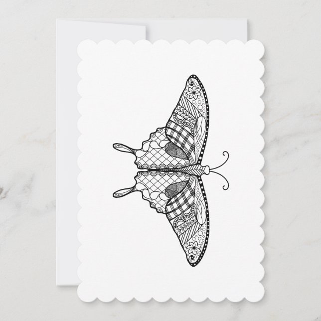 Erwachsener Schmetterling 12x18 Einladung Scallope (Vorderseite)