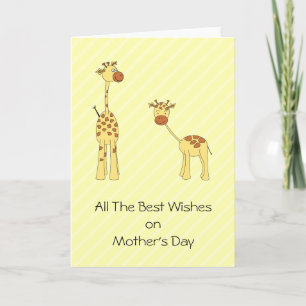 Erwachsener und Baby-Giraffe. Cartoon Karte