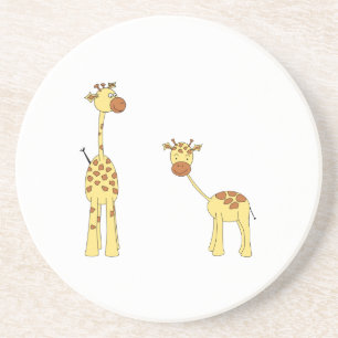 Erwachsener und Baby-Giraffe. Cartoon Untersetzer