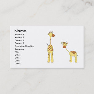 Erwachsener und Baby-Giraffe. Cartoon Visitenkarte