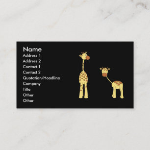 Erwachsener und Baby-Giraffe. Cartoon Visitenkarte