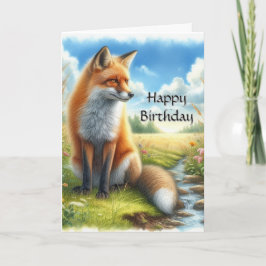 Erwachsener Wasserfarbe Red Fox von Stream Geburts Karte