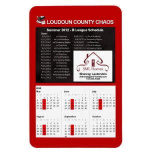 Erwachsenes Chaos - Liga-Zeitplan-Magnet 2012 des Magnet