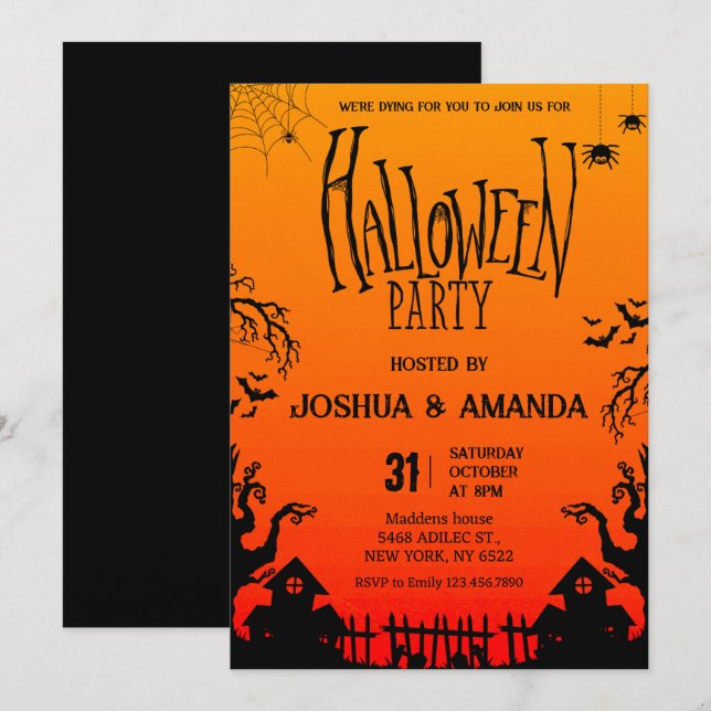 Erwachsenes Halloween-Party Einladung (Vorne/Hinten)