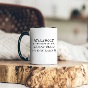 Erwachsensein Modern Lustig & Sarkastisch Morgen Zweifarbige Tasse