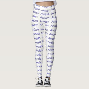 Erwachte Yoga-Ameisen, Lila auf Weiß Leggings