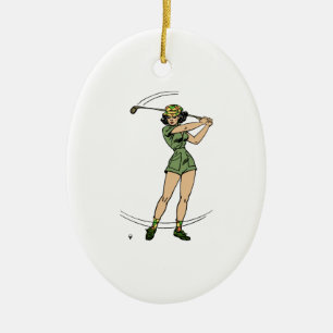 Erwärmung für Golf Lady Golfer Keramik Ornament