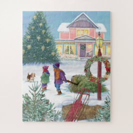 Erwärmung im Herzen Snowscape mit Kindern