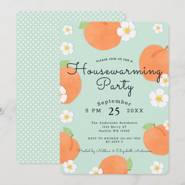 Erwärmung Peach House Party Einladung (Vorne/Hinten)
