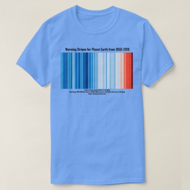 Erwärmung Streifen für den Planeten ab 1850-2019 T-Shirt (Design vorne)