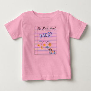 Erwarte Baby Mädchen Mein erstes Wort Daddy Notizp T-shirt