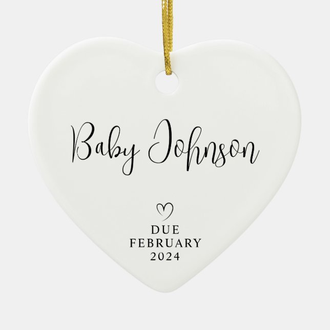 Erwartende Eltern Foto Baby Fälligkeit 2024 Keramik Ornament (Vorne)
