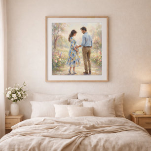 Erwartendes Paar im impressionistischen Stil Kunst Poster