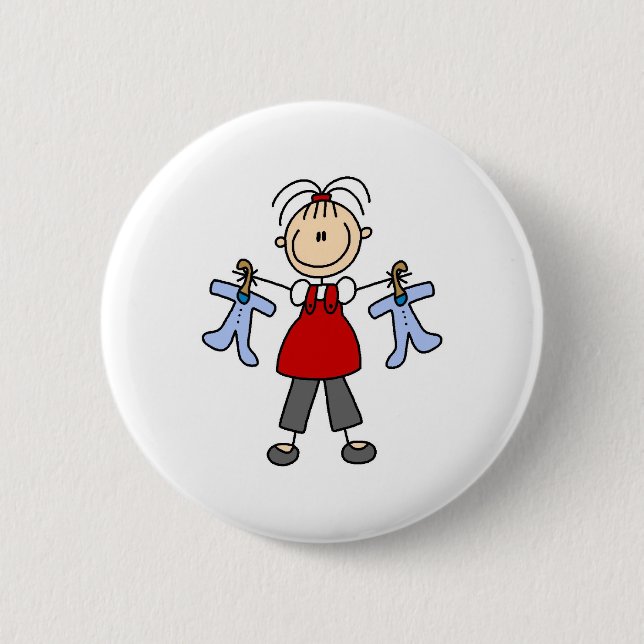 Erwartet Baby-Strichmännchen-Button Button (Vorderseite)