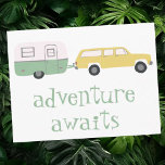 ERWARTET Camping-Trailer RV Postkarte<br><div class="desc">Karo diesen niedlichen Wohnwagen mit der Nachricht "ABENTEUER AWAITS". Sie können immer Ihren eigenen Text bearbeiten und hinzufügen. Lass mir Bescheid, wenn du etwas Maßgeschneidert haben möchtest. Und vergewissern Sie sich, dass Sie meinen Shop für weitere Produkte und Designs Karo. Wenn du es kaufst, danke! Stellen Sie sicher, dass Sie...</div>
