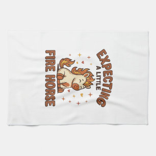 Erwartet ein kleines Feuerpferd Vintage Baby-Shirt Geschirrtuch