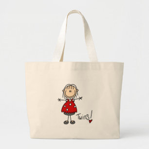 Erwartet Zwillinge Stickfigur-Tasche Jumbo Stoffbeutel