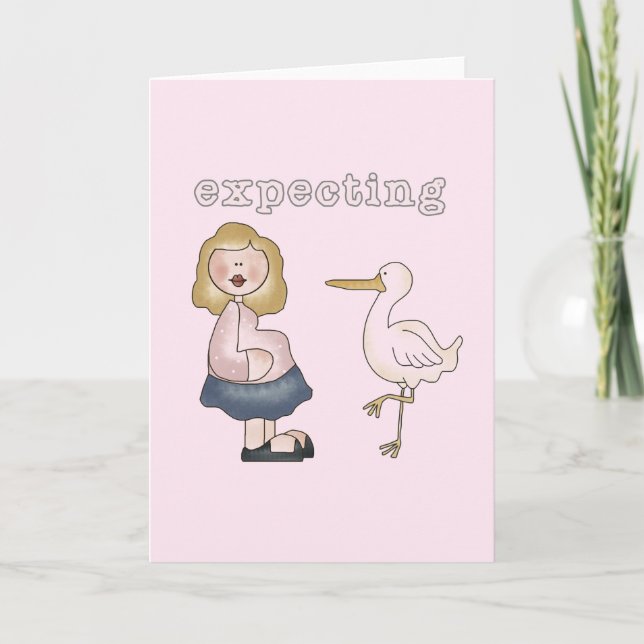 erwartetes Baby - Storchhemden und Geschenke Ankündigung (Vorderseite)