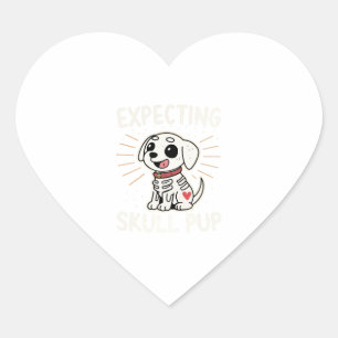 Erwartetes Skull-Pup Halloween Herz-Aufkleber