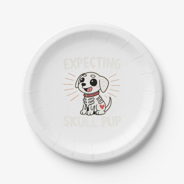 Erwartetes Skull-Pup Halloween Pappteller (Vorderseite)