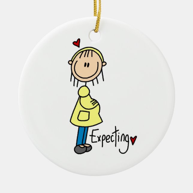Erwartung der Baby-T - Shirts und der Geschenke Keramik Ornament (Vorne)