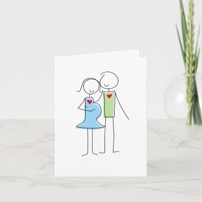 Erwartung der Couple Gruß Card, blau und grün Karte (Vorderseite)