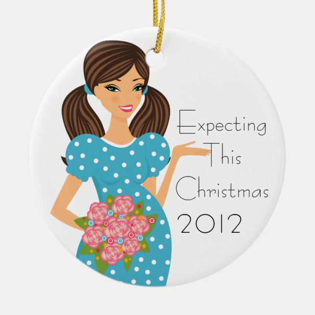 Erwartung dieser Weihnachtsverzierung Keramik Ornament (Vorne)