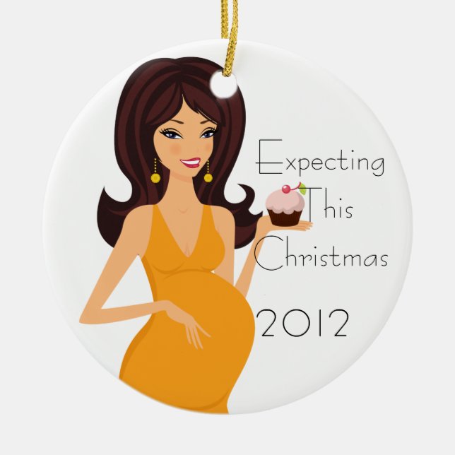 Erwartung dieser Weihnachtsverzierung Keramik Ornament (Vorne)