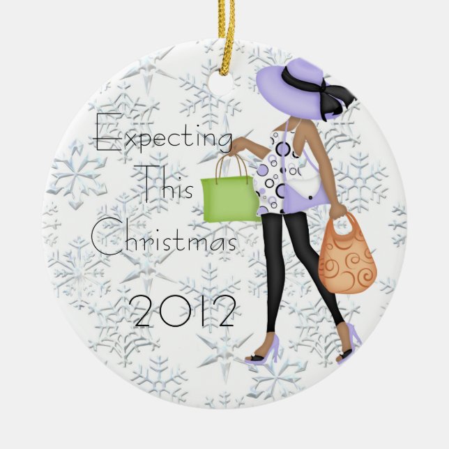 Erwartung dieser Weihnachtsverzierung Keramik Ornament (Vorne)