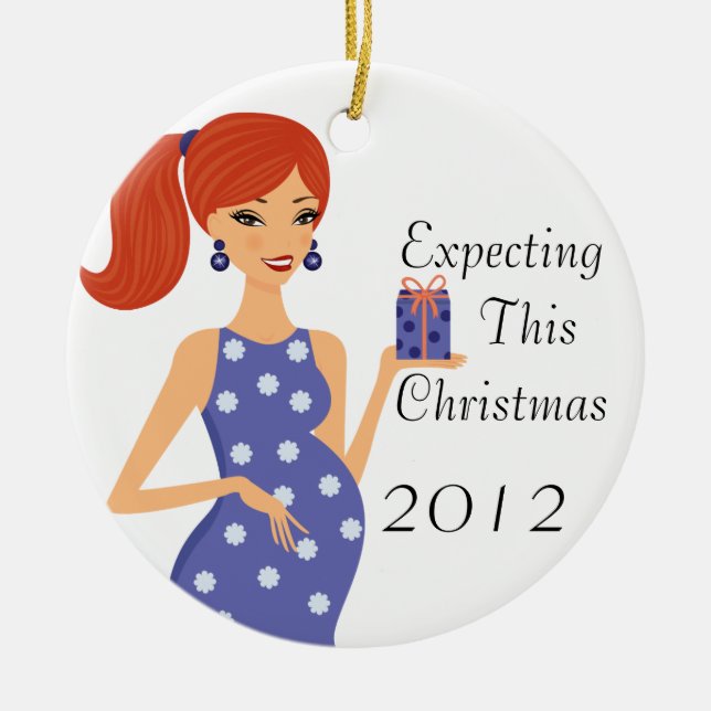 Erwartung dieser Weihnachtsverzierung Keramikornament (Vorne)