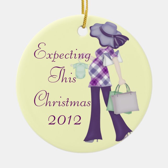 Erwartung dieser Weihnachtsverzierung Keramikornament (Vorne)