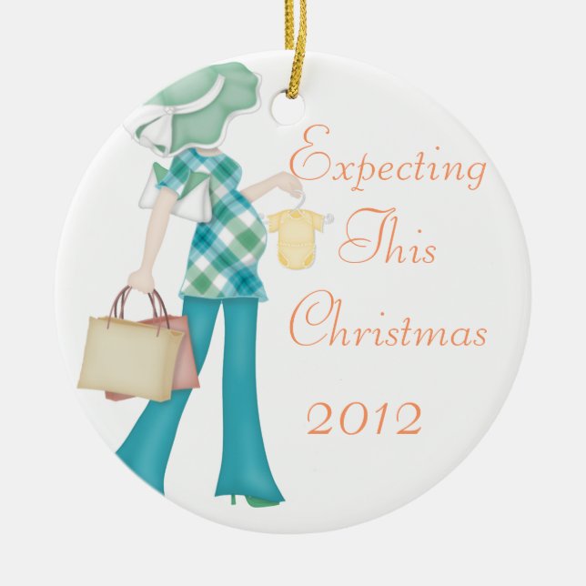 Erwartung dieser Weihnachtsverzierung Keramikornament (Vorne)