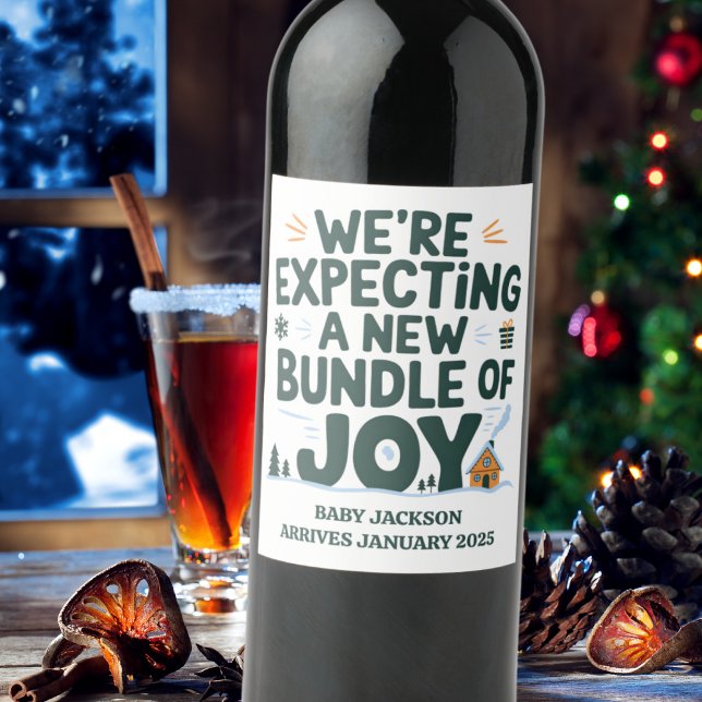 Erwartung einer neuen Reihe von Joy Pregnancy Ankü Weinetikett (We Are Expecting A New Bundle Of Joy Pregnancy Announcement Wine Label)