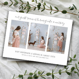 Erwartung von 3 Fotokollaps rosa Schwangerschaft Ankündigung