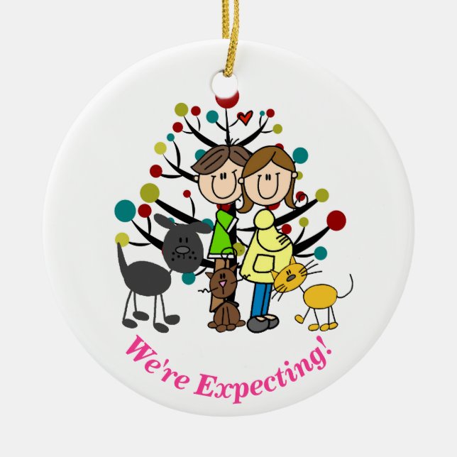 Erwartungsvolle Paare, zwei Katzen, Keramik Ornament (Vorne)