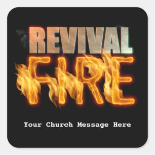 Erweckungsfeuer-Kirche-Outreach-Typografie-Evangel Quadratischer Aufkleber