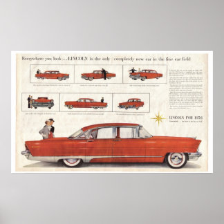 Erweitert 1956 Lincoln Premiere 4 Door Centerfold  Poster