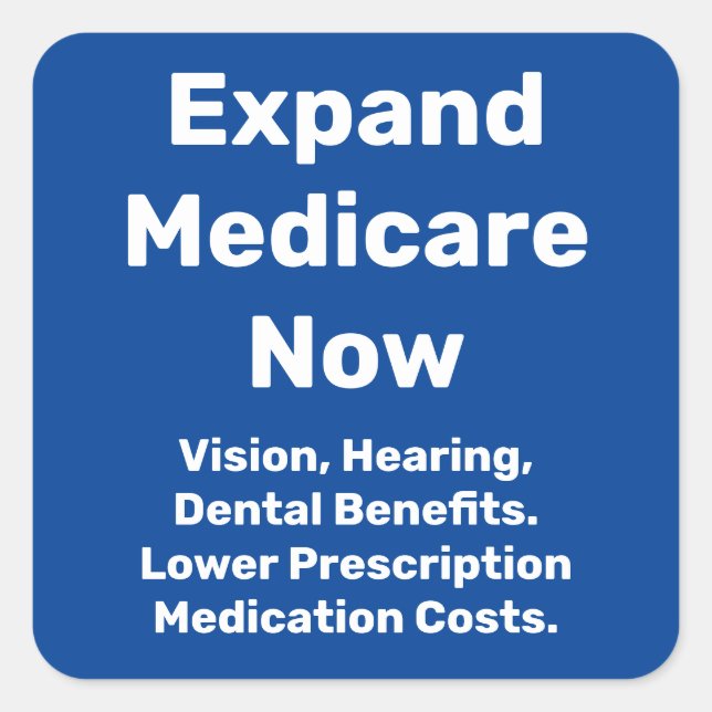 Erweiterte Medicare jetzt Quadratischer Aufkleber (Vorderseite)