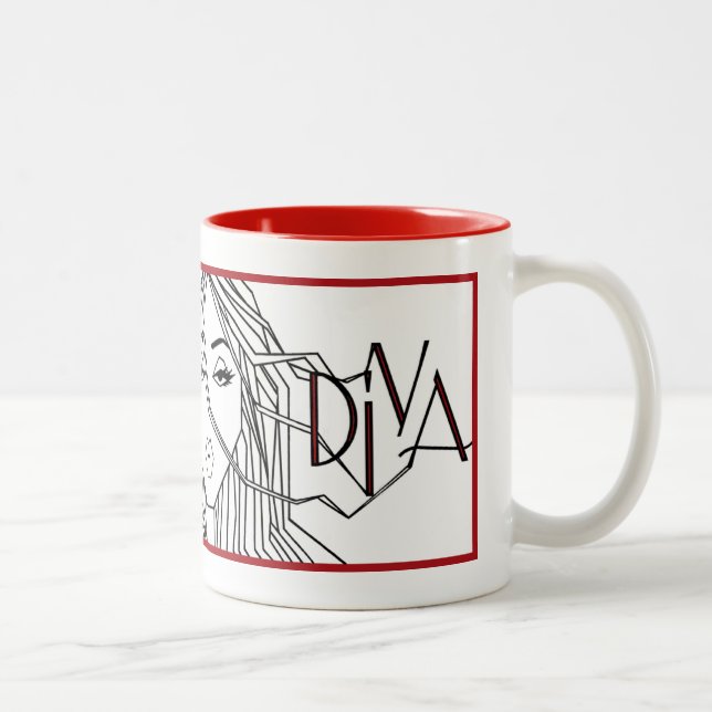 "Erweiterungen der DIVAtude"-Tasse Zweifarbige Tasse (Rechts)