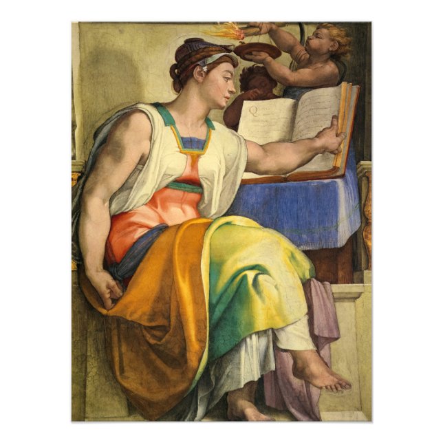 Erythraean Sibyl von Michelangelo Fotodruck (Vorne)