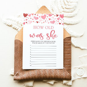 Erzähl Valentine wie alt war ihr Baby Duschspiel Einladung