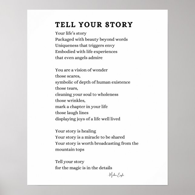 Erzählen Sie Ihre Story Course Gedicht Plakatwand  Poster (Vorne)