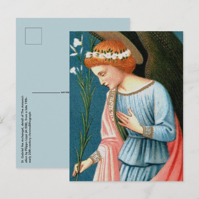 Erzengel Gabriel, Lippi-Verkündung (Detail) Postkarte (Vorne/Hinten)