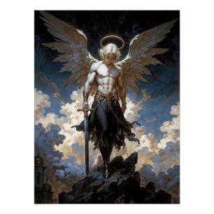 Erzengel-Michael-Fantasy-Illustration Poster