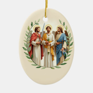Erzengel mit Gottes Frieden und Segen Skulptur Keramik Ornament