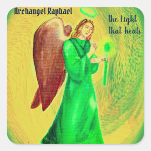 Erzengel-RAPHAEL-Aufkleber: Das Licht, das heilt Quadratischer Aufkleber