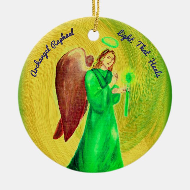 Erzengel-RAPHAEL-Kreis-Verzierung Keramik Ornament (Vorne)